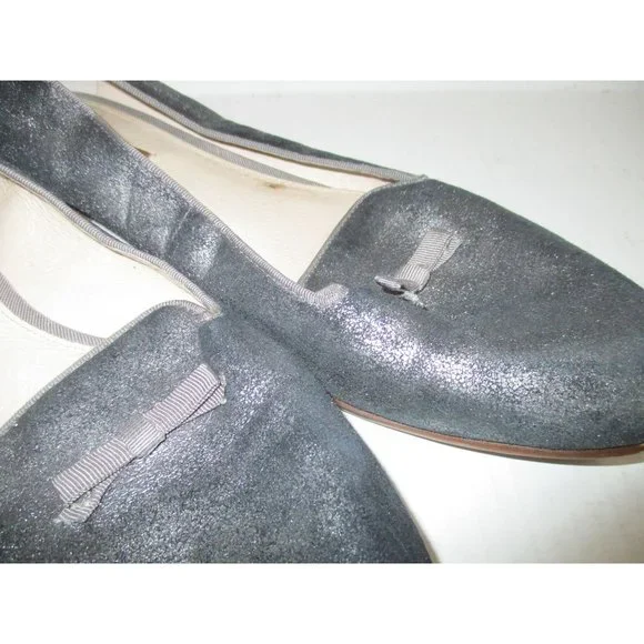 *Louise et Cie 'ANNISTON' Charcoal Gray Silver Metallic Finish Slip-On Flats